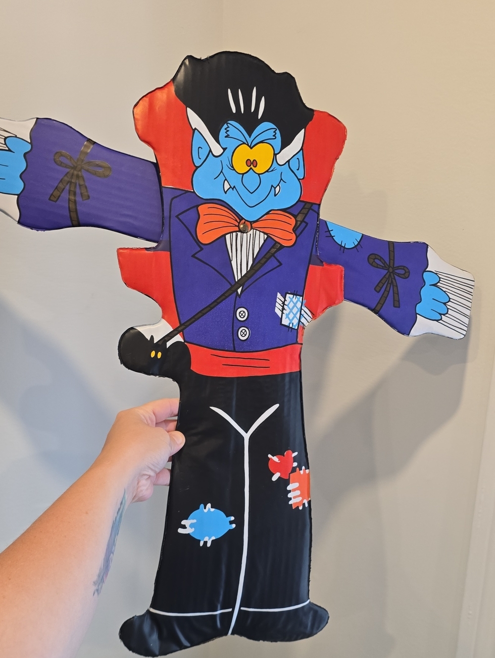 Vintage 90s Halloween Puffy Vampire Dracula Jointed Wall Decor Movable Arms